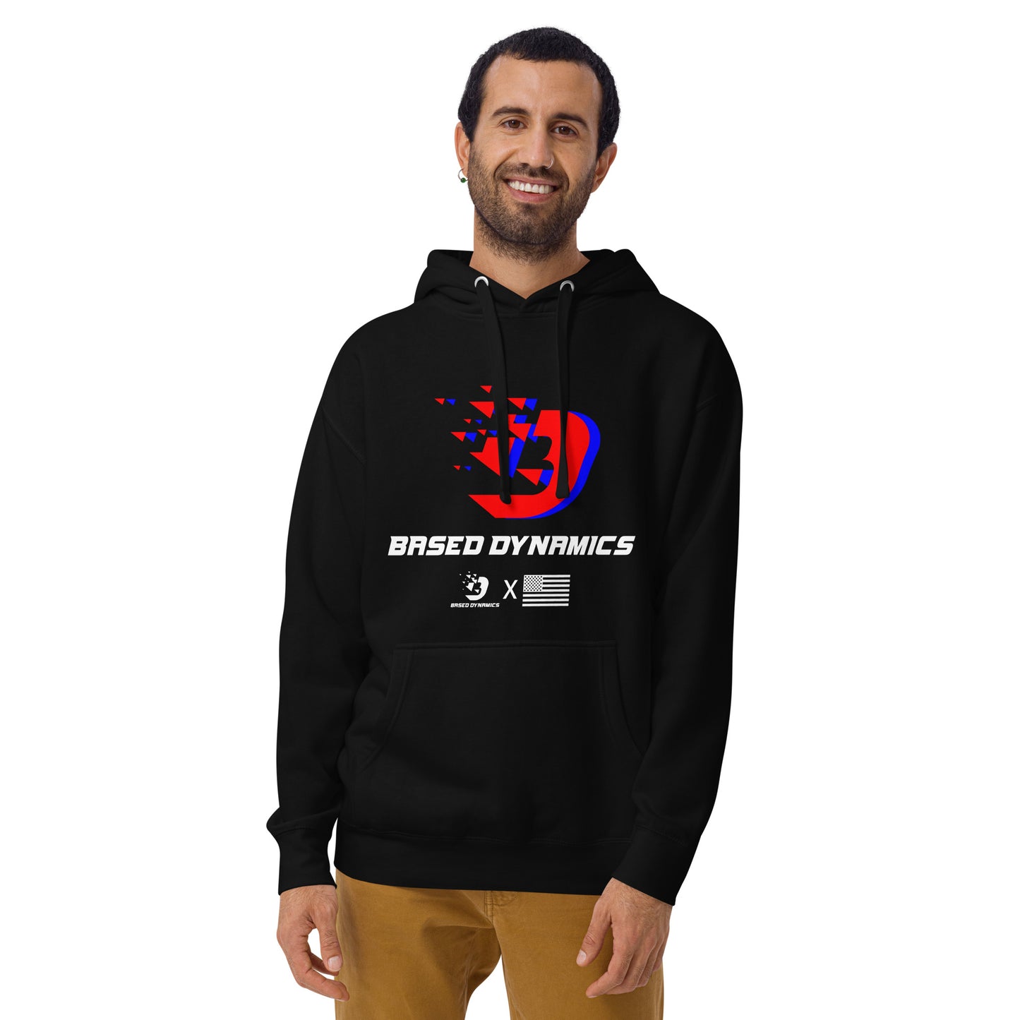 BASED Dynamics Red, White, and Blue Hoodie (Athletic fit)